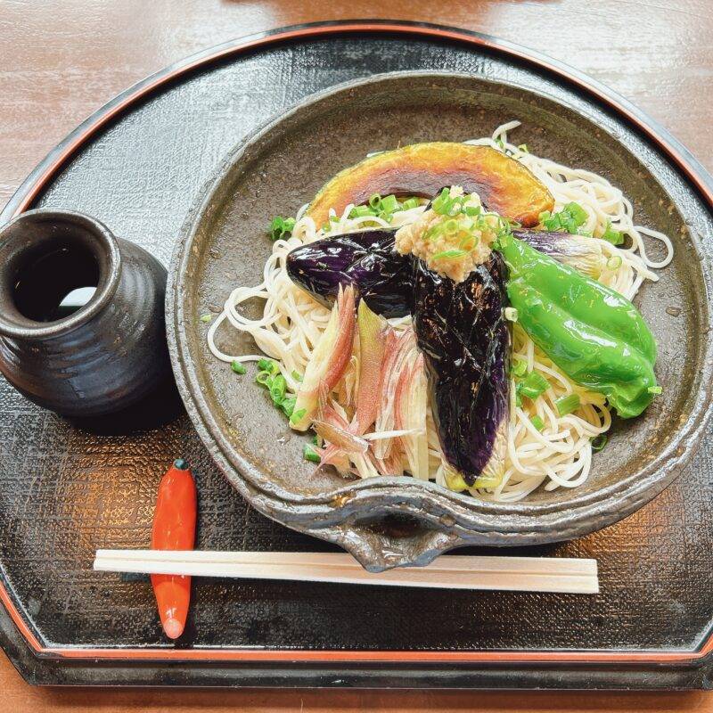 埼玉県戸田公園『そば処 大橋屋』そば 蕎麦 蕎麦屋 そば屋 おすすめ soba 日刊水と蕎麦 soba-aqua メニュー「冷し 揚げ茄子」