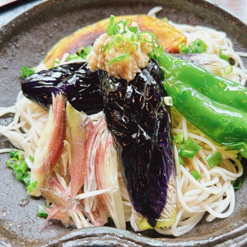 埼玉県戸田公園『そば処 大橋屋』そば 蕎麦 蕎麦屋 そば屋 おすすめ soba 日刊水と蕎麦 soba-aqua メニュー「冷し 揚げ茄子」