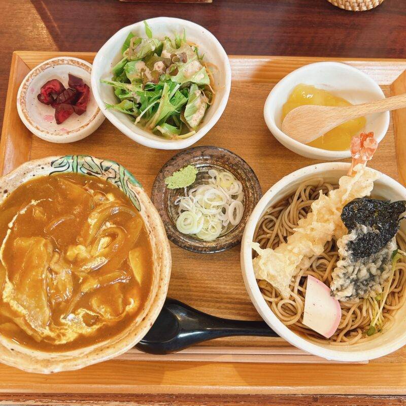 神奈川県元住吉『ブレーメン通り 富士見庵』そば 蕎麦 蕎麦屋 そば屋 おすすめ soba 日刊水と蕎麦 soba-aqua メニュー「お昼のミニミニセット 小牛すじカレー丼・小天麩羅そば」