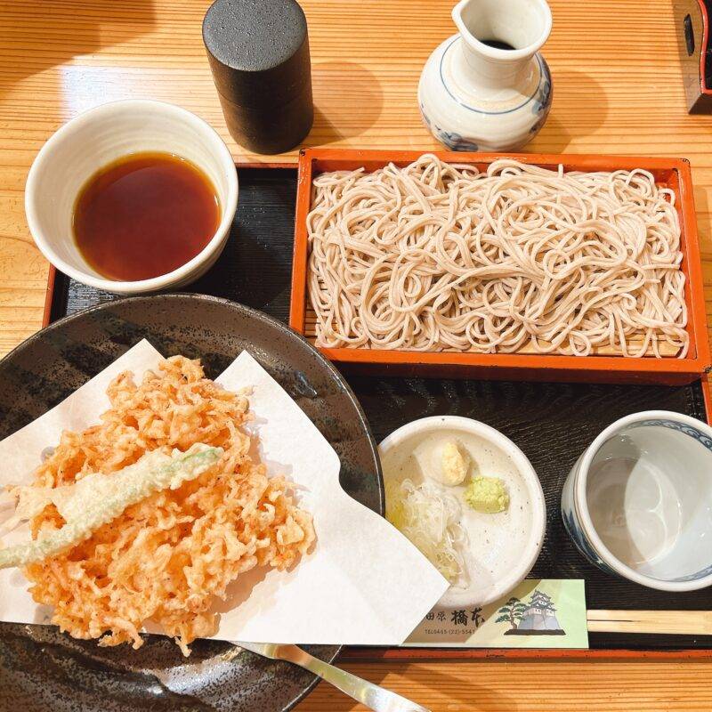 神奈川県小田原『そば処 橋本』そば 蕎麦 蕎麦屋 そば屋 おすすめ soba 日刊水と蕎麦 soba-aqua メニュー「桜えび天ざる」