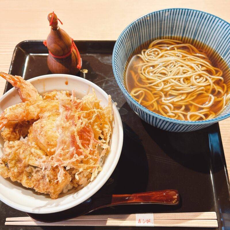 東京都銀座『銀座 馬酔木』（あしび）そば 蕎麦 蕎麦屋 そば屋 おすすめ soba 日刊水と蕎麦 soba-aqua メニュー「天丼と蕎麦セット」