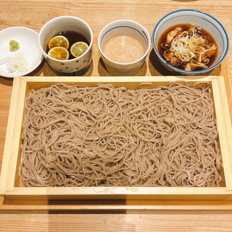 そば 蕎麦 蕎麦屋 そば屋 おすすめ soba 日刊水と蕎麦 soba-aqua メニュー長野県長野『信州雪蔵熟成そば 音菜』(おとな)「おすすめ三種 つゆセット」