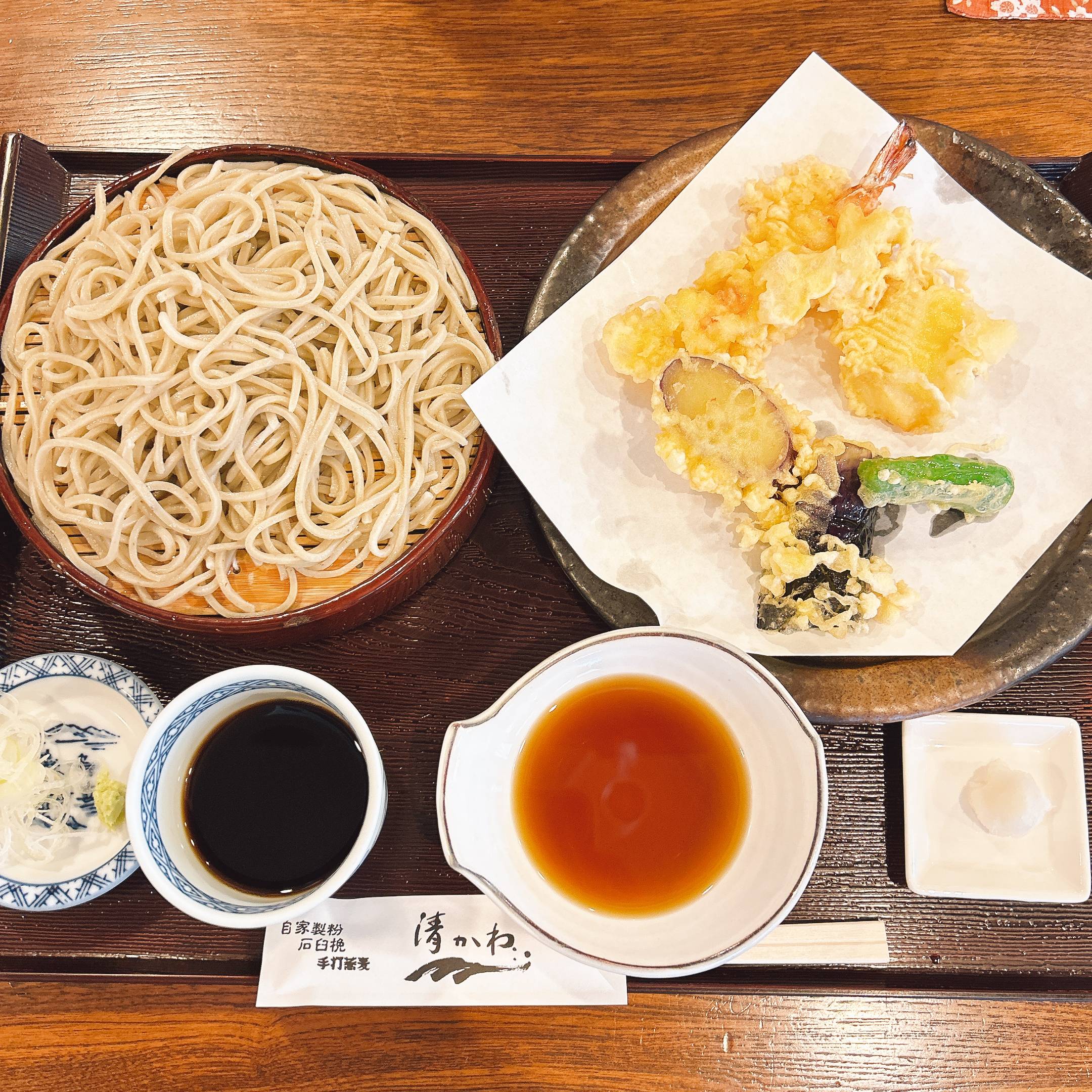 そば 蕎麦 蕎麦屋 そば屋 おすすめ soba 日刊水と蕎麦 soba-aqua メニュー 東京都葛西『手打ち蕎麦 清かわ』「天せいろ」