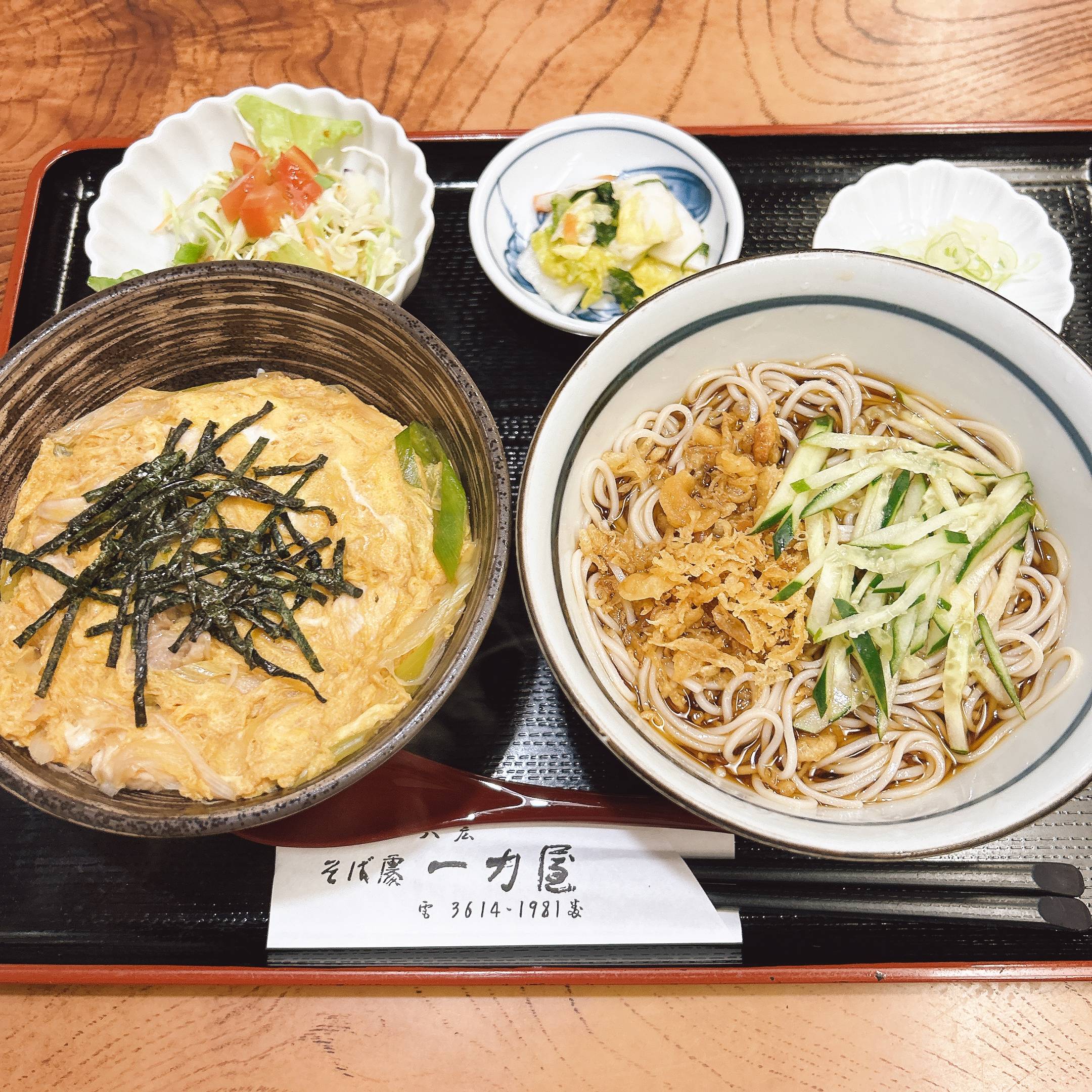 そば 蕎麦 蕎麦屋 そば屋 おすすめ soba 日刊水と蕎麦 soba-aqua メニュー 東京都曳舟『そば処 一力屋』「日替りランチ 親子丼 冷たぬき」