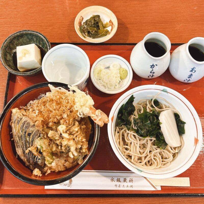 そば 蕎麦 蕎麦屋 そば屋 おすすめ soba 日刊水と蕎麦 soba-aqua メニュー 東京都麻布十番『永坂更科 布屋太兵衛 麻布総本店』「ランチセット 海老・野菜天丼」